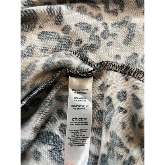 Chicos Leopard Print Long Sleeve Tunic Top Size M High Low Stretch Knit Comfort - Picture 6 of 8